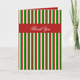 Navidades Stripes rojo Tarjeta de agradecimiento