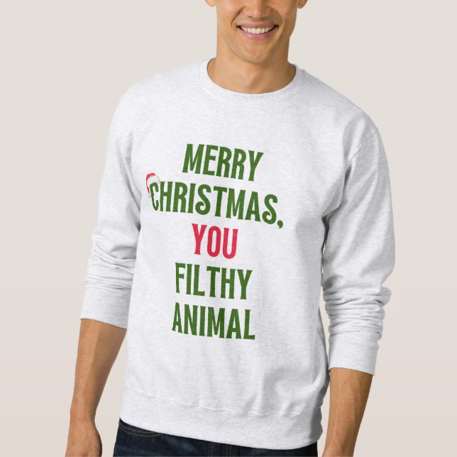Navidades sudaderas, un animal sucio, suéter (Anverso)
