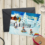 Navidades suecos Blue Jenny Nyström Gnome Vintage<br><div class="desc">Una tarjeta de Relieve metalizado de navidad vintage en invierno y gnomos suecos,  de la pintora sueca Jenny Nyström (dominio público).</div>