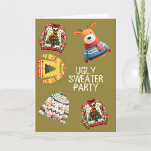 Navidades suéteres feos Fiesta Invitación doblada