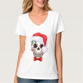 Navidades Sugar Skull con Santa Hat - camisa