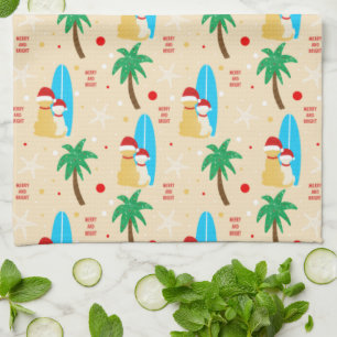Navidades Surfing Santa Dogs Kitchel Toalla