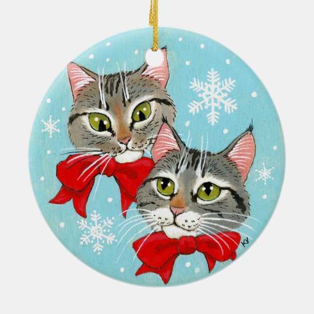 Navidades Tabby Cats Ornamento de invierno (Atrás)