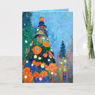 Navidades Tarjeta Alphonse Mucha acuarela estiliza