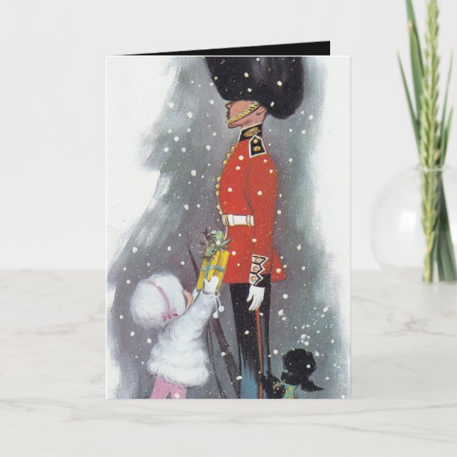 Navidades Tarjeta de chica de personalizable retro (Anverso)