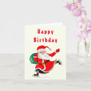 Navidades Tarjeta de cumpleaños Santa Claus con re