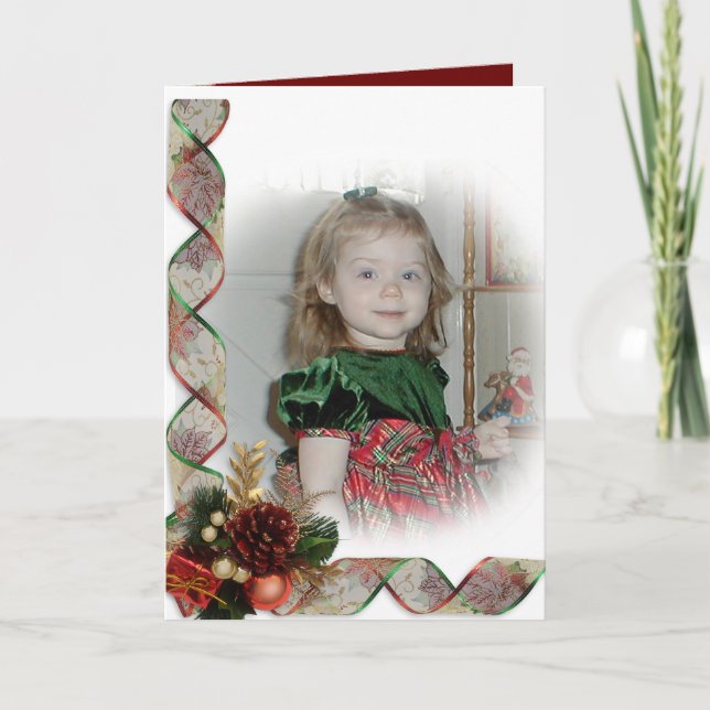 Navidades tarjeta de elegancia oro y rojo victoria (Anverso)