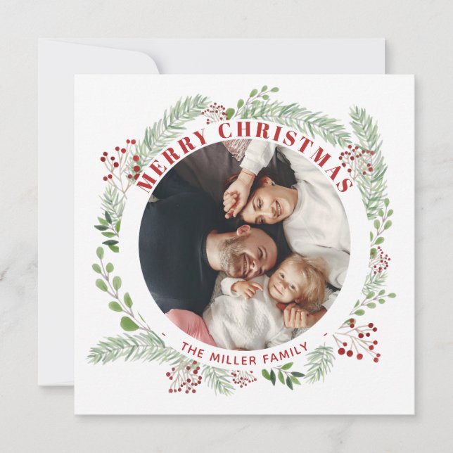 Navidades Tarjeta de juramento floral con 2 fotos (Anverso)