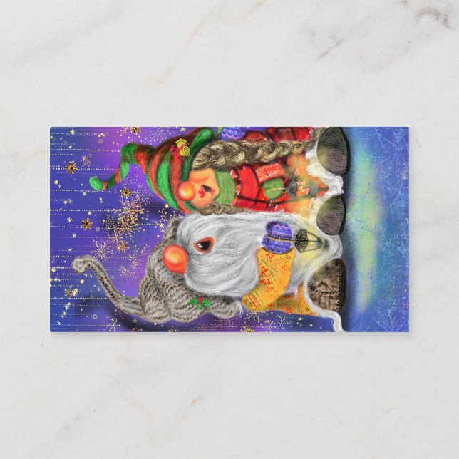 Navidades Tarjeta de Negocios Feliz Canto Gnomes (Reverso)