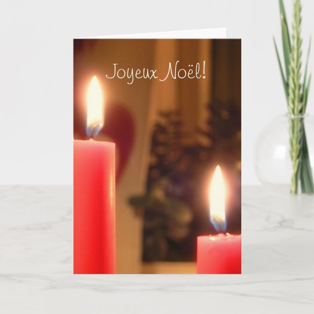 Navidades Tarjeta de saludo con velas rojas (Anverso)