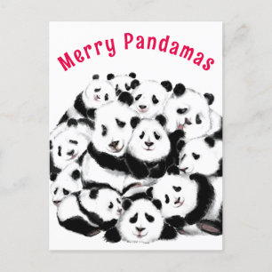 Navidades Tarjeta feliz familia Pandas - Pintura