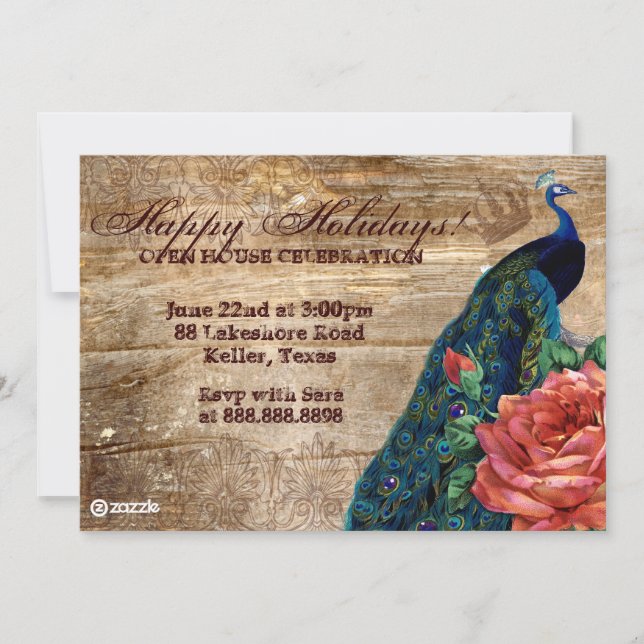 Navidades Tarjeta fotográfica de época Rosa Peacoc (Anverso)