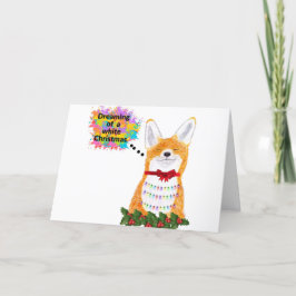 Navidades Tarjeta Fox soñando con un Navidad blanc