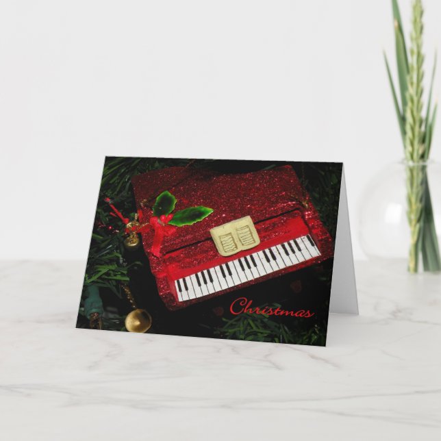 Navidades Tarjeta Purpurina Rojo Piano (Anverso)