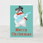 Navidades Tarjeta Snowman con guitarra - Música<br><div class="desc">Snowman con la guitarra mezclada en pintura - Feliz Navidad</div>