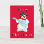 Navidades Tarjeta Snowman con guitarra musical<br><div class="desc">Snowman con Guitarra MIGNED Pintura - Feliz Navidad Tarjetas - Elige tus colores favoritos / texto / fuente</div>