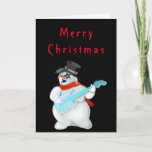 Navidades Tarjeta Snowman Con Música Guitar Rock<br><div class="desc">Pintura de Snowman Rock MIGNED - Alegres tarjetas de Navidad - Elige tu color favorito</div>