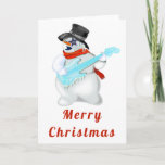 Navidades Tarjeta Snowman musical con guitarra<br><div class="desc">Snowman con guitarra - Feliz Navidad MIGNED pintura</div>