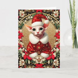Navidades Tarjeta Sphynx Cat Santa