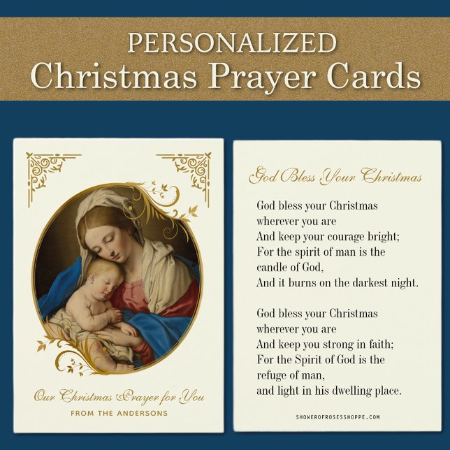Navidades Tarjetas de Oración Natividad María y Je (Personalized Religious Vintage Catholic Christmas Prayer Cards )