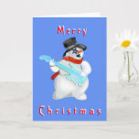 Navidades tarjetas de Snowman con música rock guit<br><div class="desc">Snowman Rock'n'Roll - Alegres tarjetas de Navidad - o elige tus colores favoritos / texto / fuente</div>