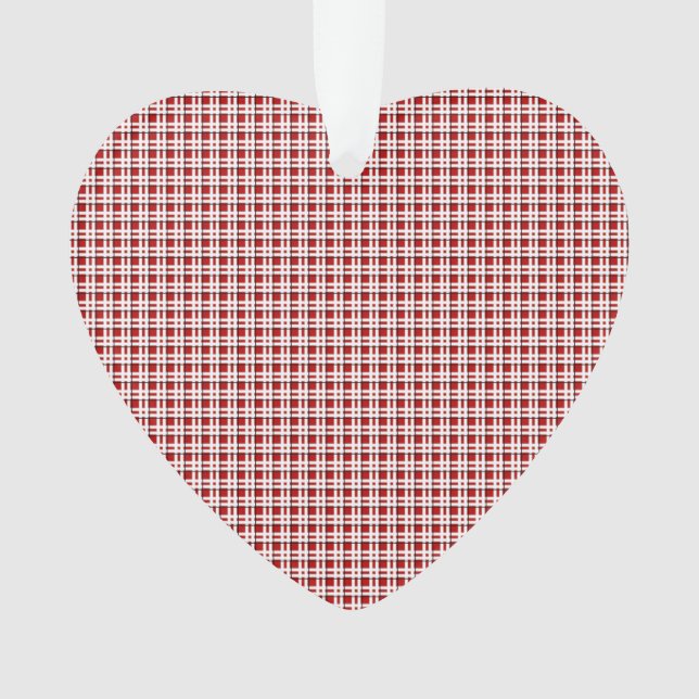 Navidades Tartán en ornamento acrílico rojo y blan (Anverso)