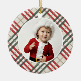 Navidades Tartán Foto Año de Ornamento de Navidad