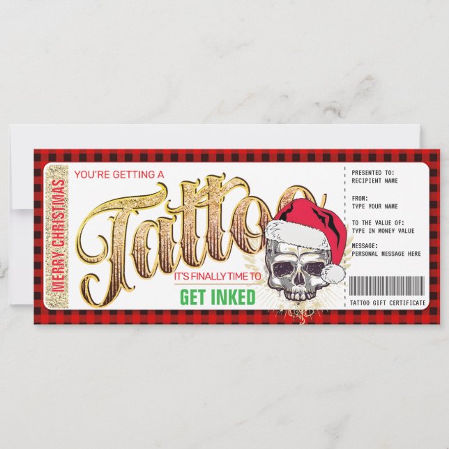 Navidades Tattoo Tarjeta de certificado de regalo (Anverso)