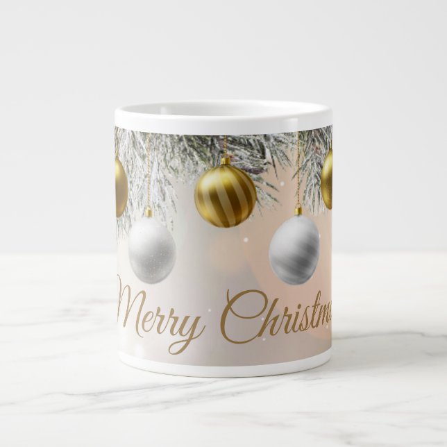 Navidades taza de café con bolas de oro (Frente)