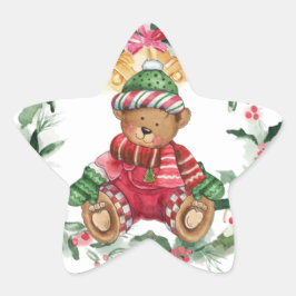 Navidades Teddy Bear Star Pegatina