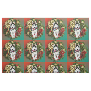 Navidades tela de raza de perro Husky siberiano