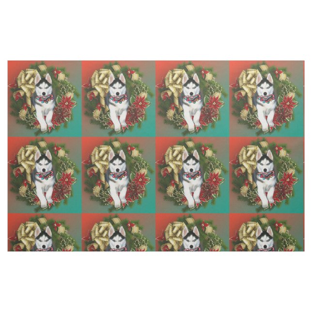 Navidades tela de raza de perro Husky siberiano ("Cuarto gordo" (fat quarter))