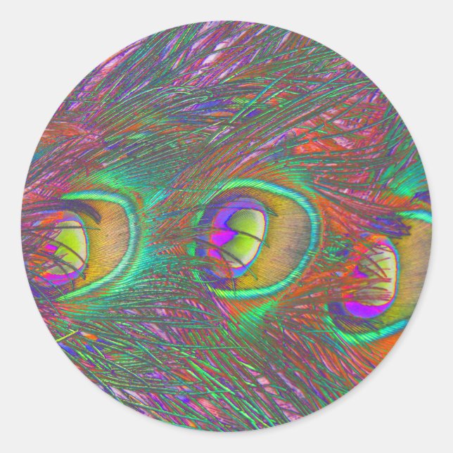 Navidades Tinsel Peacock Feathers Pegatina (Anverso)