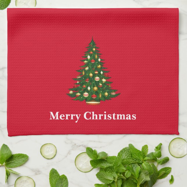 Navidades toalla de cocina árbol de navidad morena (Doblado)