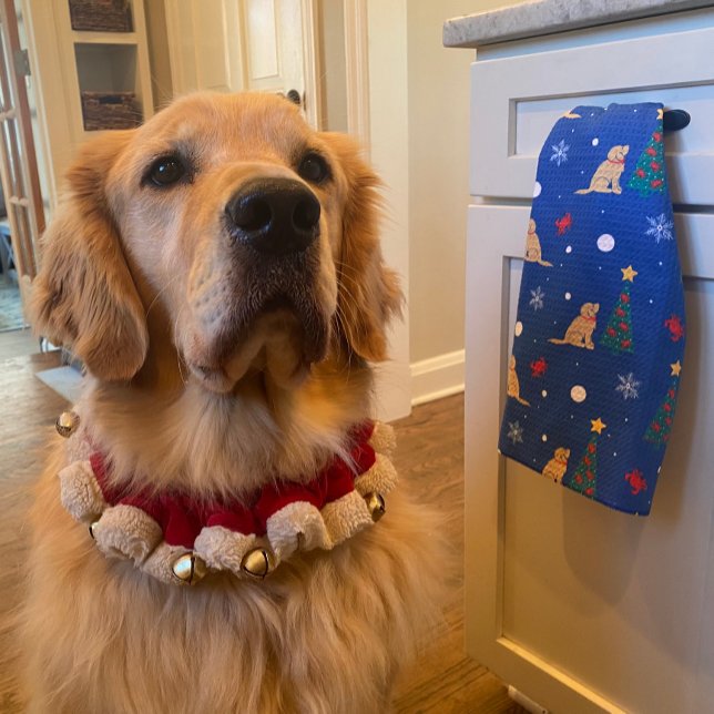 Navidades Toalla de cocina de perro en la costa (Subido por el creador)