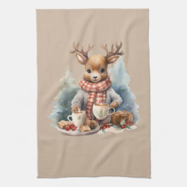 Navidades toalla de cocina ilustracion de ciervo r