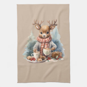Navidades toalla de cocina ilustracion de ciervo r