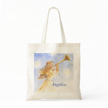 Navidades Tote Ángel Con Bolsa De Algodón Personal