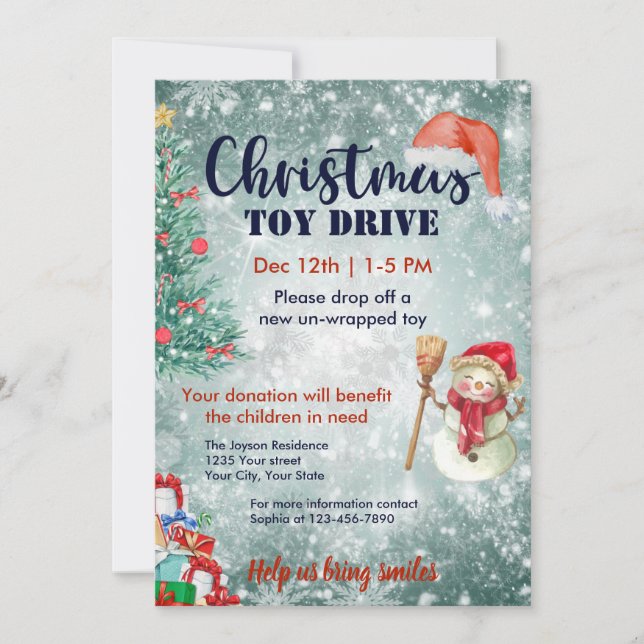 Navidades Toy Drive Family o Invitación Corporativ (Anverso)