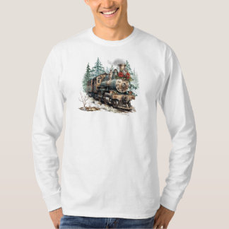 Navidades Tren camiseta de manga larga