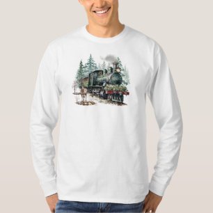 Navidades Tren camiseta de manga larga