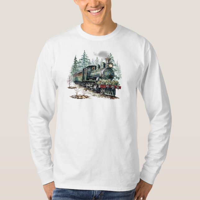Navidades Tren camiseta de manga larga (Anverso)
