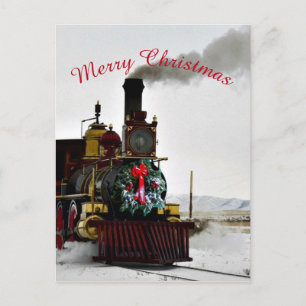 Navidades Tren tarjeta postal de locomotora