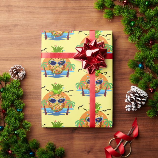 Navidades tropicales de piña dan papel de envolver (Regalo de vacaciones)