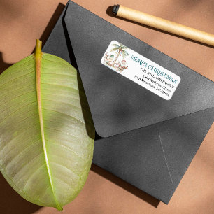 Navidades tropicales divertidos Etiqueta de remi