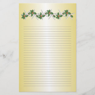 Navidades tropicales Papel de escritura dorado