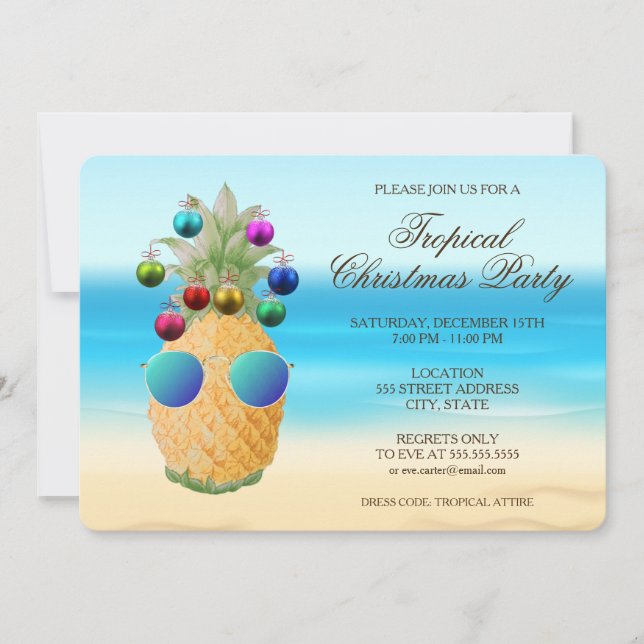 Navidades tropicales piña | Invitación de fiesta (Anverso)