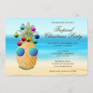 Navidades tropicales piña   Invitación de fiesta
