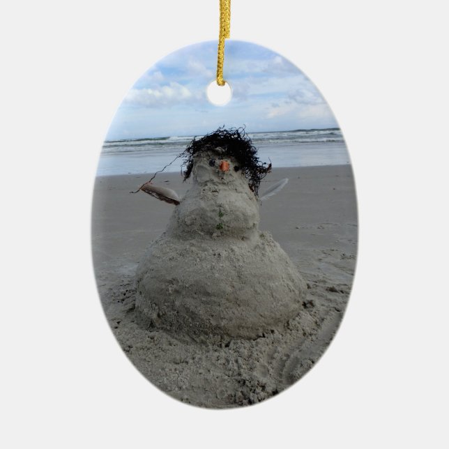 Navidades tropicales Sandman Oval Ornamento cerámi (Frente)