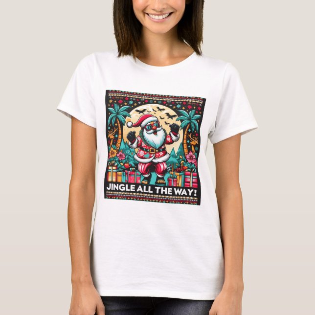 Navidades tropicales Santa Fun Camiseta femenina (Anverso)